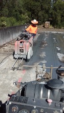 Road saw cutting